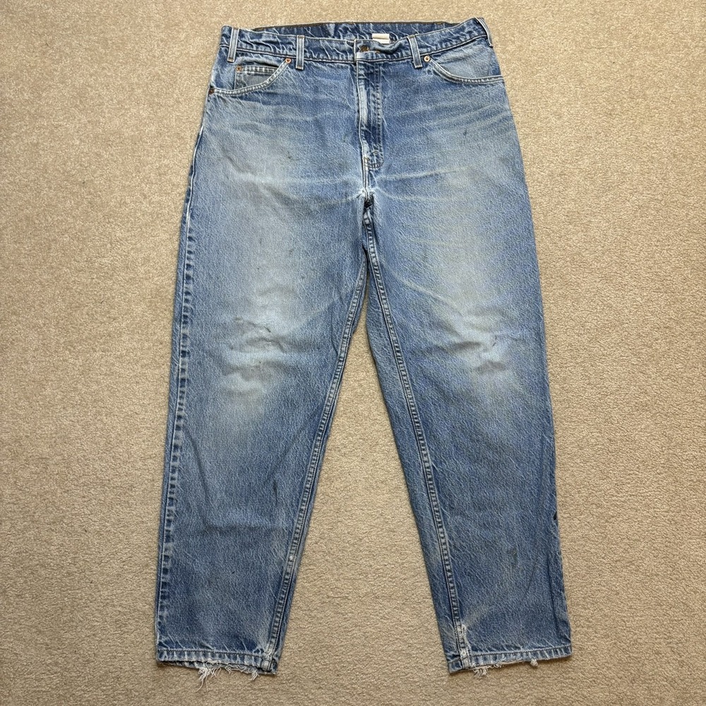 Vtg Levis 550 Jeans Mens 34x30 Blue Orange Tab Relaxed Denim Pant Distressed 90s